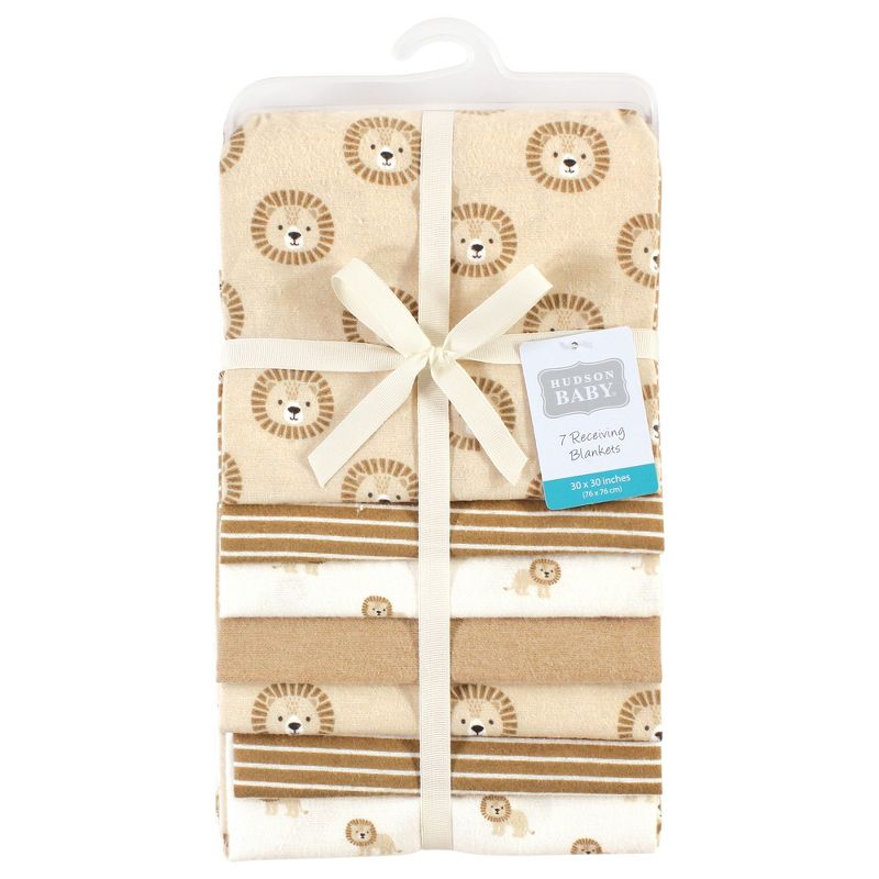 Hudson Baby Cotton Flannel Receiving Blankets Bundle, Brave Lion, One Size, 2 of 7