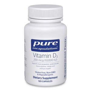 Pure Encapsulations Vitamin D3 250 mcg (10,000 IU) - Supports Bone, Joint, Breast, Heart, Colon & Immune Health - Premium Vitamin D - 120 Capsules - 1 of 4