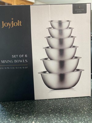 Joyjolt Stainless Steel Food Mixing Bowl Set Of 6 Kitchen Mixing Bowls -  Black : Target