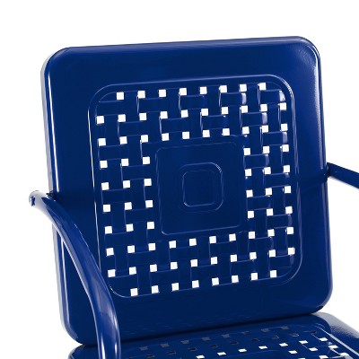 Vintage Navy Retro Metal Outdoor Chair Set with Basket Weave Design