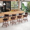 Tangkula 24 Inch Bar Stools Set of 4 w/ Rubber Wood Frame Faux Leather Upholstered Seat - 2 of 4