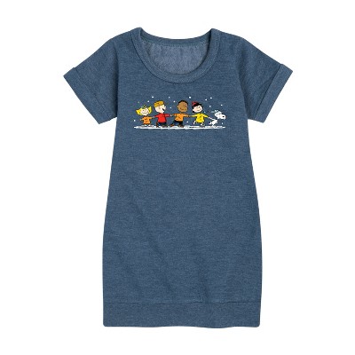 - Peanuts - Group Skate Graphic Short Sleeve Fleece Dress
