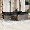vidaXL 11 Piece Patio Sofa Set with Cushions Gray Poly Rattan - Without Table - 2 of 4
