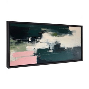 Kate & Laurel All Things Decor 18"x40" Sylvie Emerald Blush Framed Canvas by Amy Lighthall Black - 1 of 4