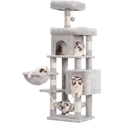 Heybly Cat Tree with Large Platform, Multi-Level Cat Tower with 2 Caves