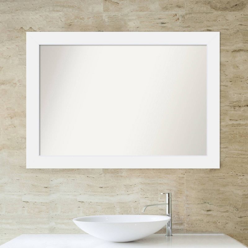 41&#34; x 29&#34; Non-Beveled Corvino Wood Bathroom Wall Mirror White - Amanti Art, 6 of 11
