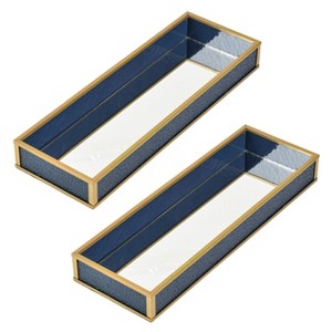 LAURAELLA Handcrafted Glass Tray, Decorative Storage Container for Makeup, Jewelry, Desk, or Bathroom, Blue - 1 of 3