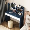 XIYUYEU Vanity Desk with Mirror Vanity Desk with 4 Drawers, Wood Vanity Table with 1 Stool - 3 of 4