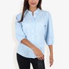Anna-Kaci Women's 3/4 Sleeve Button Down Shirt With Embroidered Eyelet Details - Large, Blue - 2 of 4