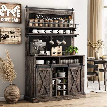 Whizmax Coffee Bar Cabinet, Farmhouse Buffet Cabinet with Storage, Bar Cabinet Kitchen Buffet Sideboard, Coffee Hutch Cabinet for Dining Room