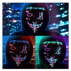 GustoWave 3-Pack Halloween Horror Masks LED Purification Mask LED Glow Mask - Novel and Creepy Role Play - Party Supplies - Unisex Adult Mask - 1 of 4