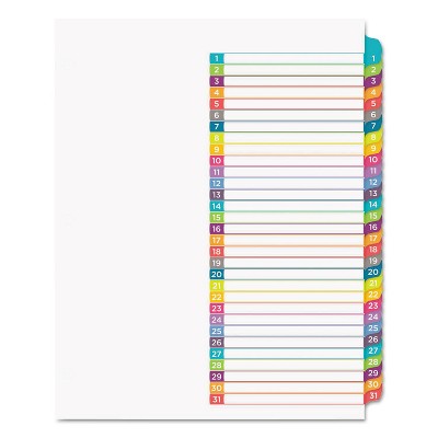 Avery Ready Index Table of Contents Dividers Multicolor Tabs 1-31 Letter 11846