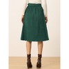 Allegra K Women's High Waist Solid Button Front A-Line Belted Corduroy Midi Skirt - 4 of 4
