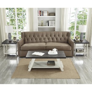 Athens Contemporary 3-Piece Wood Shelf Coffee Table Set in Weathered Charcoal and Beige - 1 of 1