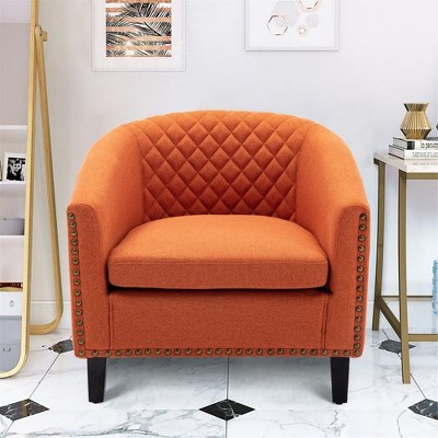CAVINAS Upholstered Accent Chair,Comfortable Barrel Chairs with Soft Padded Armrest for Bedroom,Reading Room