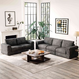 ATJafurn Modern Corduroy Sofa, Modular Sectional Upholstered Couch with Soft Pillows Backrest and Deep Seat for Living Room - 1 of 4