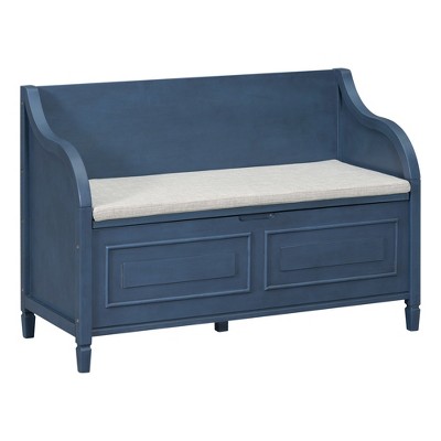 Dexmalle Antique Navy Rustic Multifunctional Entryway Storage Bench ...