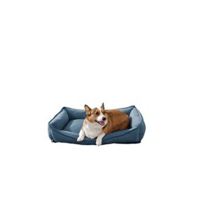 Arlee Home & Pet Cresent Lounger Orthopedic Eco-Friendly Memory Foam Dog Bolster Bed - Blue - M - 1 of 4