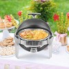 6.8QT Round Chafing Dish Buffet Set, Stainless Steel Roll Top Chafing Dishes with Fuel Holder & Water Pan, Buffet Warmer Set for Party, Banquet - 2 of 4