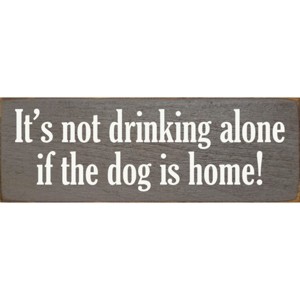 Slickblue Funny Dog & Drinking Sign, 3.5x10 Rustic Knotty Pine Wood Plaque, Wall or Shelf Décor, Multiple Colors - 1 of 3