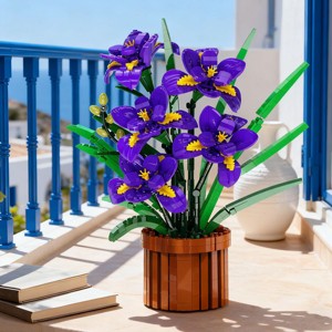 808PCS Flowers Botanicals Iris Building Set Artificial Purple Plant for Home Office Décor for Adults and Kids Aged 12+ - 1 of 4