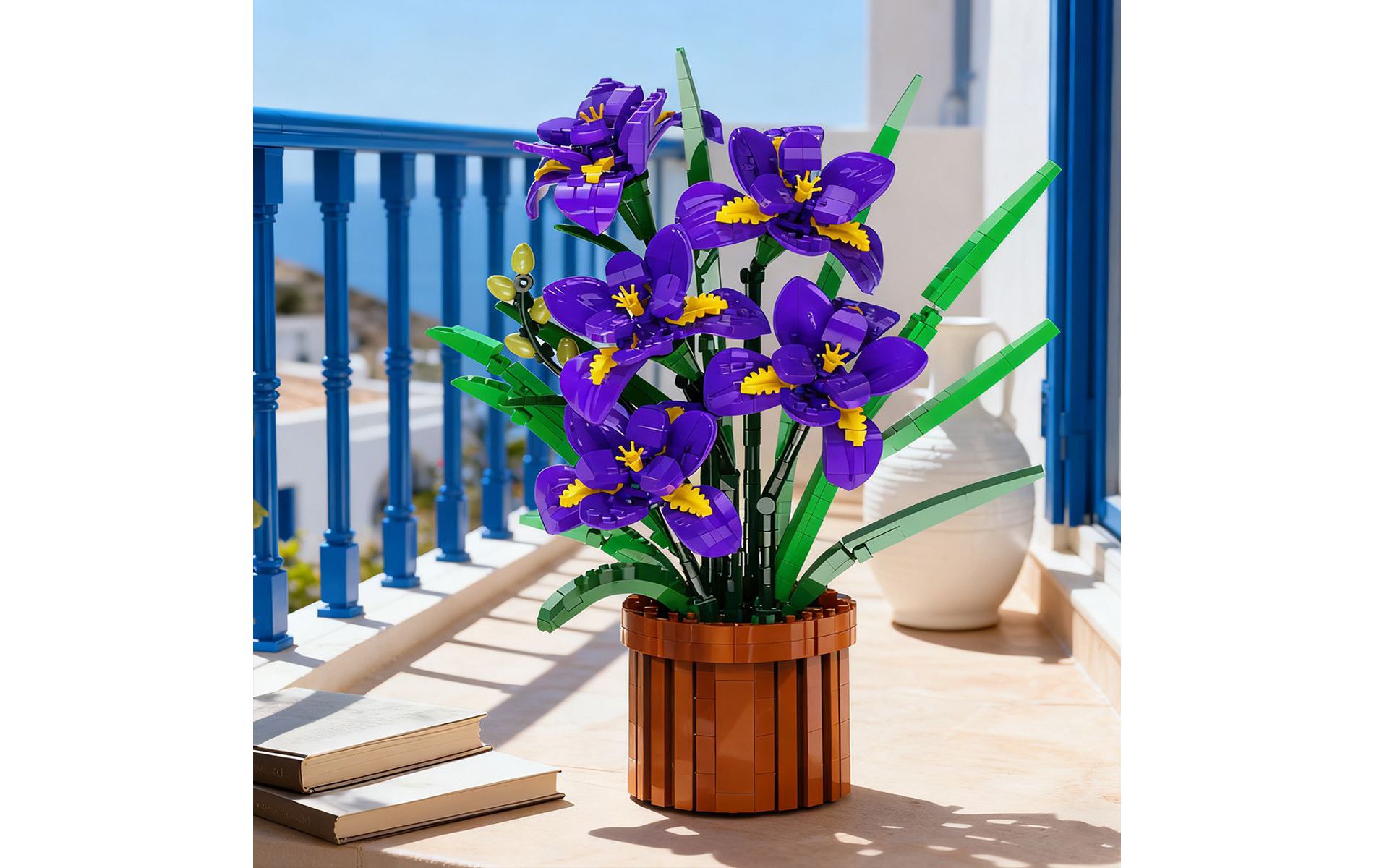 808PCS Flowers Botanicals Iris Building Set Artificial Purple Plant for Home Office Décor for Adults and Kids Aged 12+