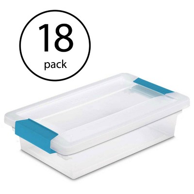 Sterilite Small Clip Box Clear Storage Tote Container with Latching Lid, 18 Pack