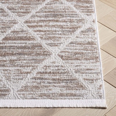 Ivory and Beige Diamond Pattern Square Area Rug