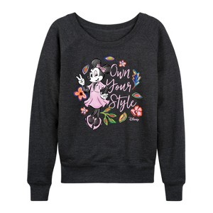 Women's - Disney - Own Your Style Lightweight French Terry Wide Neck Long Sleeve Shirt - 1 of 4