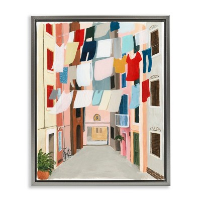 Stupell Industries Laundry Clothesline Between Apartments, 17" x 21"
