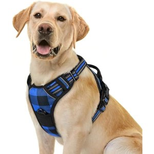 rabbitgoo Dog Harness No Pull with 2 Leash Clips, Control Handle for Large Dogs, Blue Plaid, L - 1 of 1