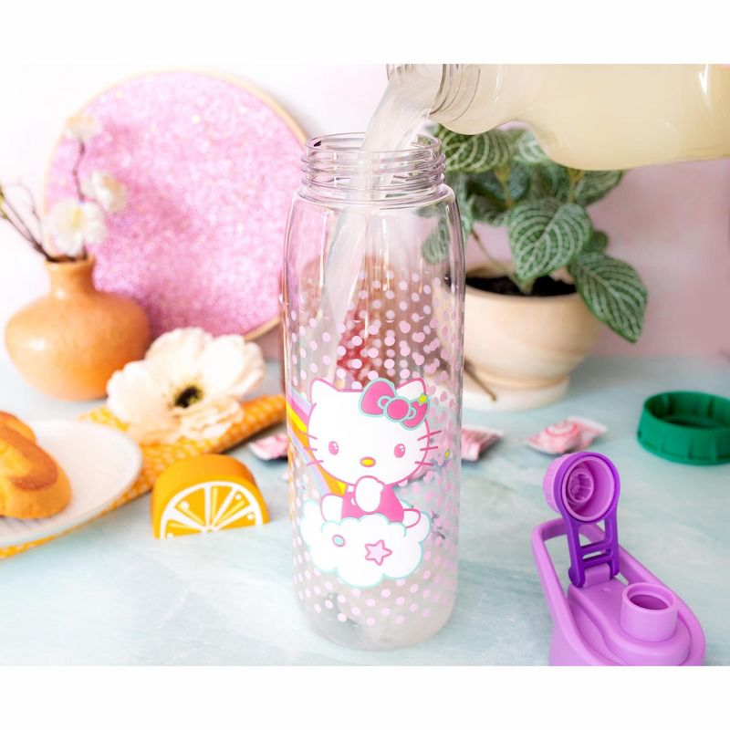 Silver Buffalo Sanrio Hello Kitty and Joey Rainbow Plastic Water Bottle With Screw-Top Lid, 3 of 7