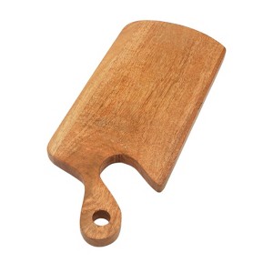 SEVOBAL Serving Platters Handmade Teak Wood Cheese and Bread Board with Asymmetrical Modern Design for Cakes, Appetizers, Brown, 6"*15"*0.7" - 1 of 4