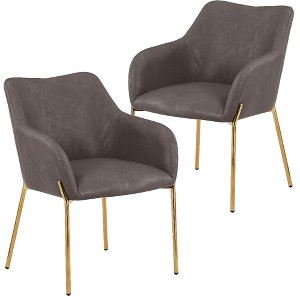 LeisureMod Zaire Modern Dining Chair – Upholstered Side Chair with Gold Iron Legs, Stylish Accent Chair for Dining Room or Kitchen Set of 2 - 1 of 4