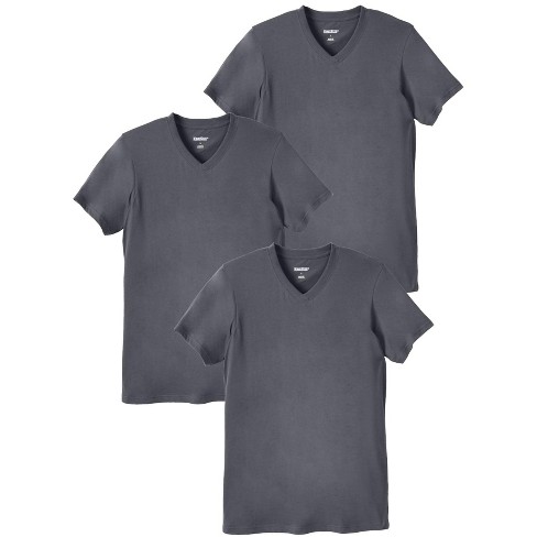 Kingsize Men's Big & Tall Cotton V-neck Undershirt 3-pack - 5xl, Gray ...