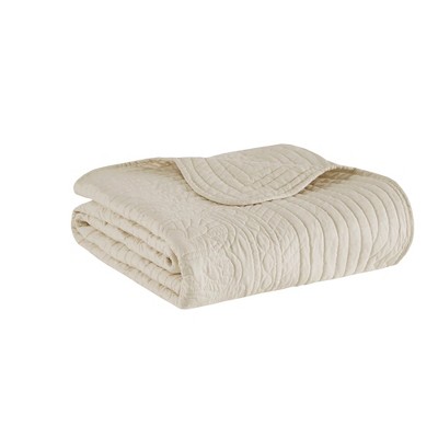 60"x72" Marino Quilted Throw Blanket with Scallop Edges Ivory