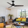 Wanze of Ocean 48 in. Smart Black 6-Speed Black Blades 2-Size Downrod Mount Standard Ceiling Fan with 3-Color Dimmable LED Light - 2 of 4