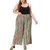 Agnes Orinda Women's Plus Size Boho Palazzo Elastic Waist Stripe Wide Leg Lounge Pants with Pocket - 2 of 4