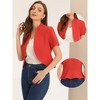 INSPIRE CHIC Women's Casual Open Front 3/4 Sleeve Collarless Business Blazer Cardigan - 2 of 4