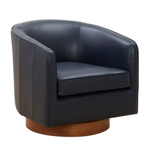 NicBex Leather Barrel Swivel Chair,Upholstered Swivel Living Room Chairs with Curved Backrest and Wood Base,Accent Chairs for Living Room - 1 of 4