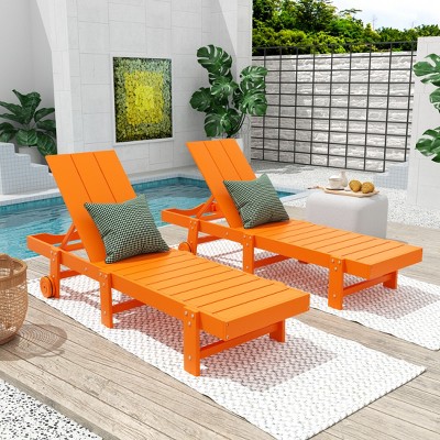 WestinTrends Ashore Modern Poly Reclining Chaise Lounge With Wheels (Set of 2pcs)