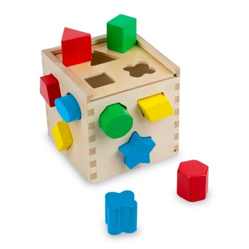 Melissa & Doug Shape Sorting Cube - Classic Wooden Toy With 12 Shapes - image 1 of 4