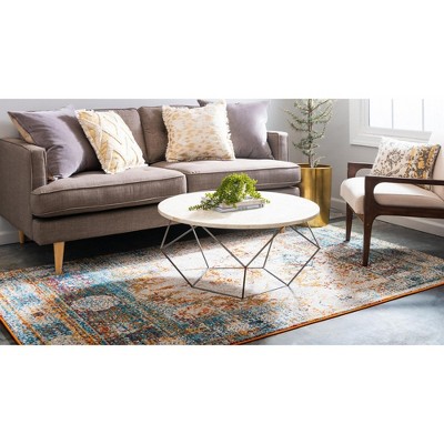 Rosso Collection Beige Medallion 5' x 8' Easy-Care Area Rug