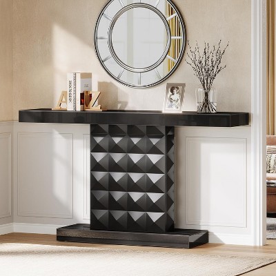 Hommoo Modern Mirrored Console Table Black