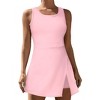 Womens Tennis Dress Crew Neck Sleeveless Golf Side Slit Pocket Athletic Dresses with Built-in Bra Shorts - 2 of 4