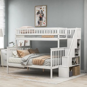 Twin Over Full Stairway Bunk Bed with Storage for Bedroom - 1 of 4