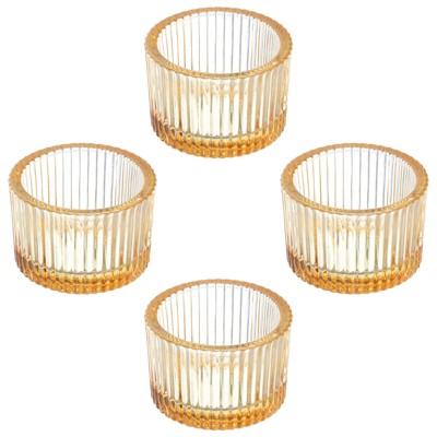 Unique Bargains Home Decoration Glass Tea Light Candle Holders 2 Pcs 2.17"