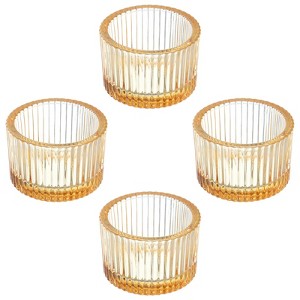 Unique Bargains Home Decoration Glass Tea Light Candle Holders 2 Pcs 2.17" - 1 of 4