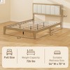 Yukimo 78.7" Full Size Platform Bed Frame with Upholstered Headboard, Wooden Slats Support, No Box Spring Needed, Oak Finish - 3 of 4