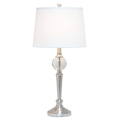 Elegant Silver Crystal Drop Floor & Table Lamp Trio Set with White Shades